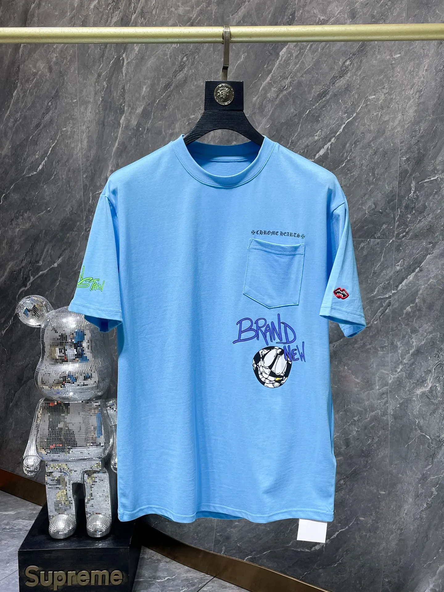 P130 New for summer Chrome Hearts 25ss High-weight environmentally friendly high-quality top-grade fabric 260g~270g Chrome blue matty graffiti short sleeves Imported environmentally friendly glue printing and dyeing Counter synchronization 1:1 replica version Recommended color: blue Size: S, M, L, XL